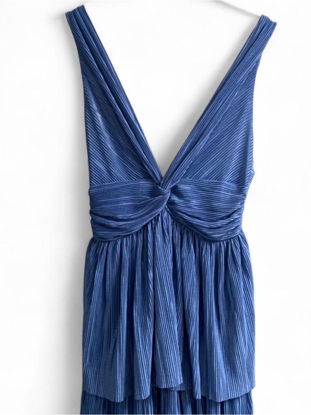 Sabina Musayev Delphina Twist Front Tiered Pleated V-Neck Maxi Dress - Picture 6 of 8